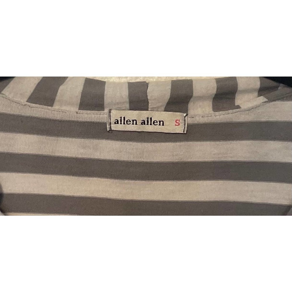 Allen Allen Gray And White Striped Cardigan S, Nautical, Preppy , Resort View 4